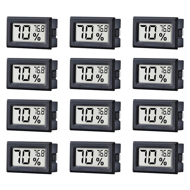 Pgzsy 12 Pack Pgzsy Mini Small Digital Electronic Temperature Humidity Meters Gauge Indoor Thermometer Hygrometer LCD Display Fahrenheit (â„‰) for Humidors, Greenhouse, Garden - Image 1